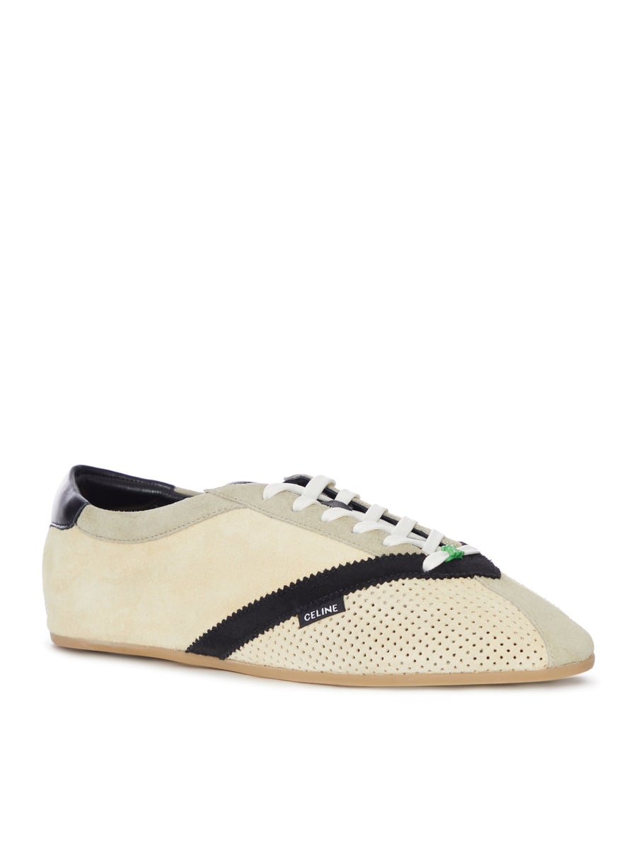 Celine LOW SUEDE SNEAKER WITH PERFORATED TOE, view 2