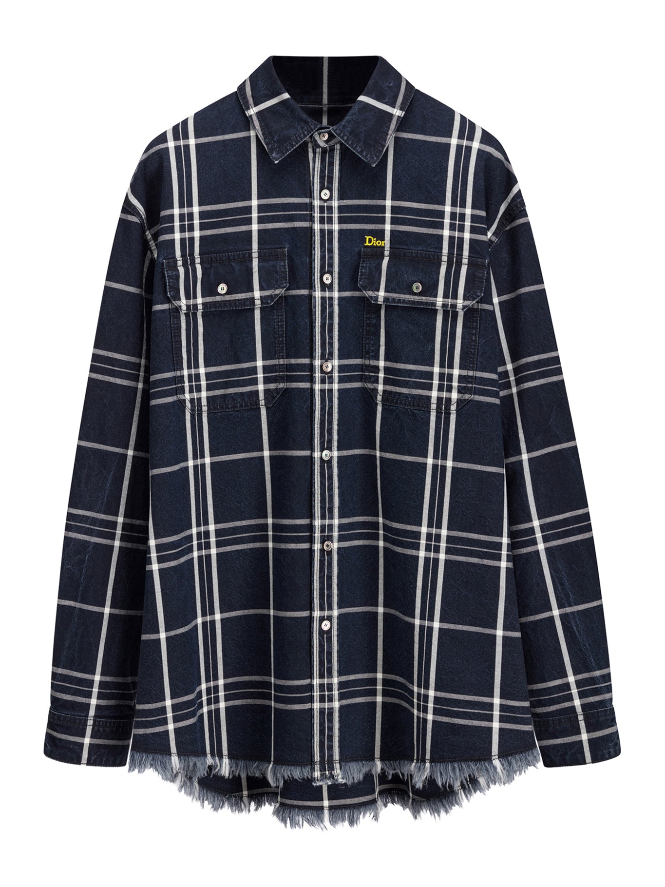 Christian Dior BLUE COTTON CHAMBRAY CHECKED SHIRT JACKET