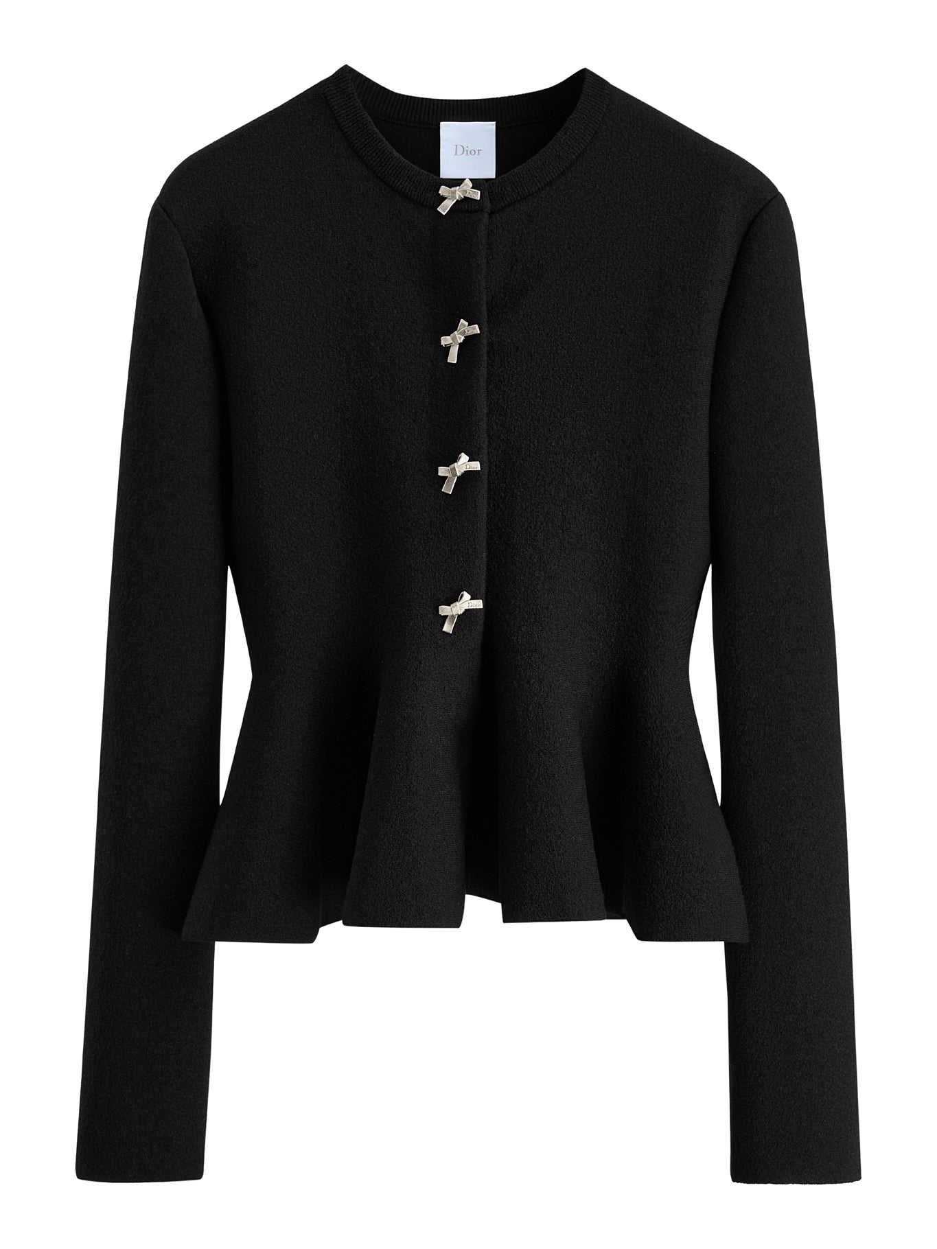 Christian Dior BLACK VIRGIN WOOL-BLEND KNIT PEPLUM JACKET