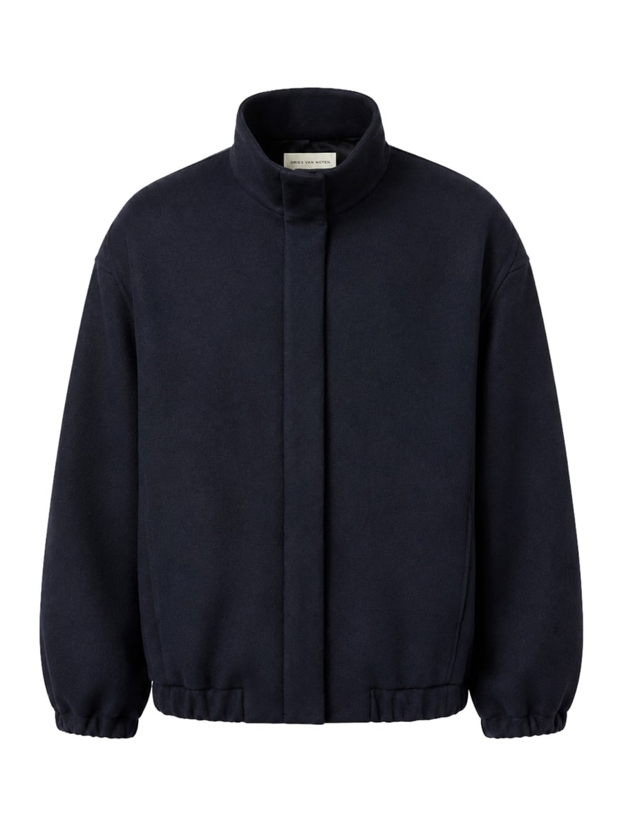 Dries Van Noten WOOL-BLEND BOMBER JACKET WITH HIGH COLLAR