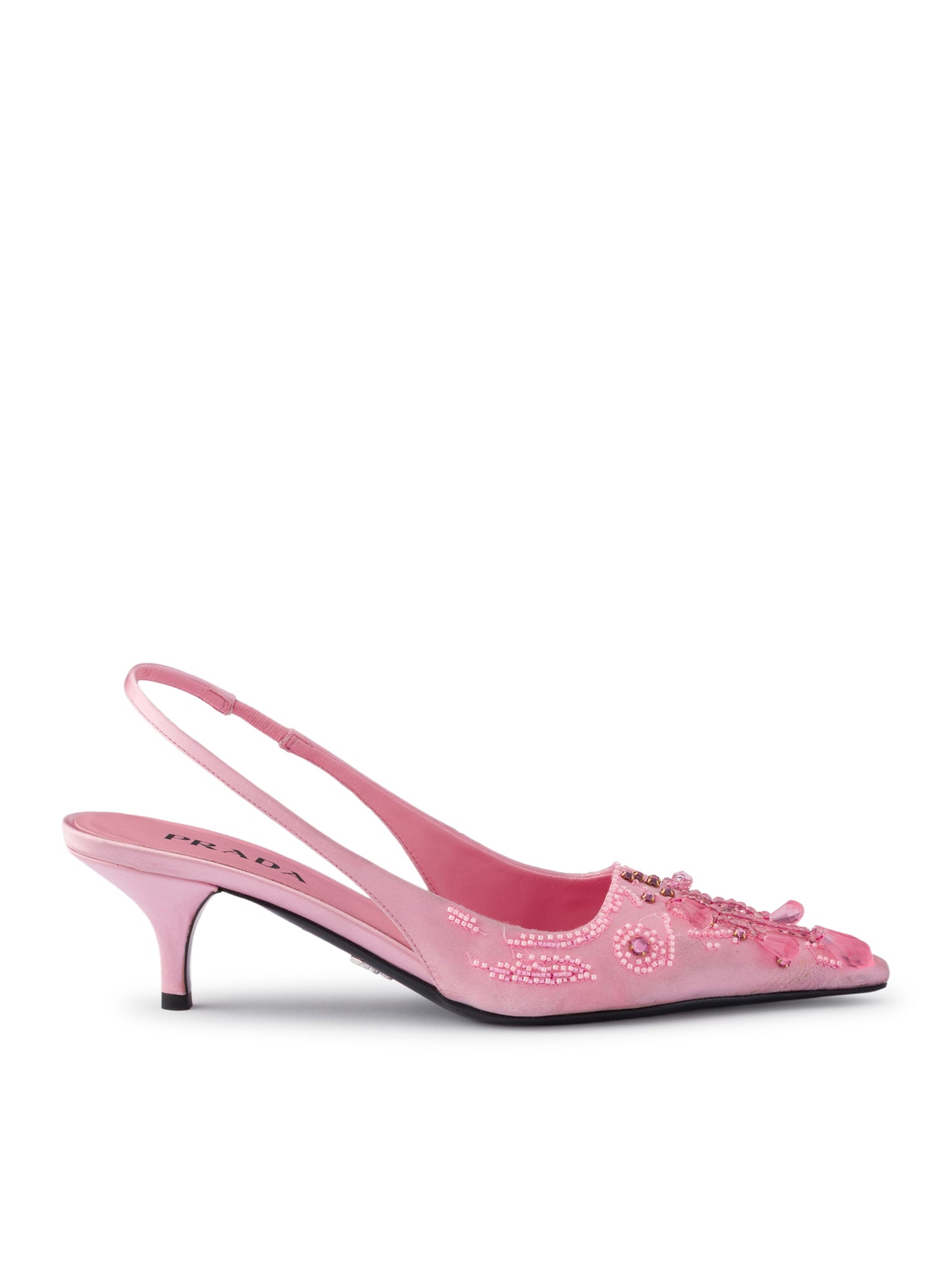 Prada SATIN SLINGBACK PUMPS WITH EMBROIDERY