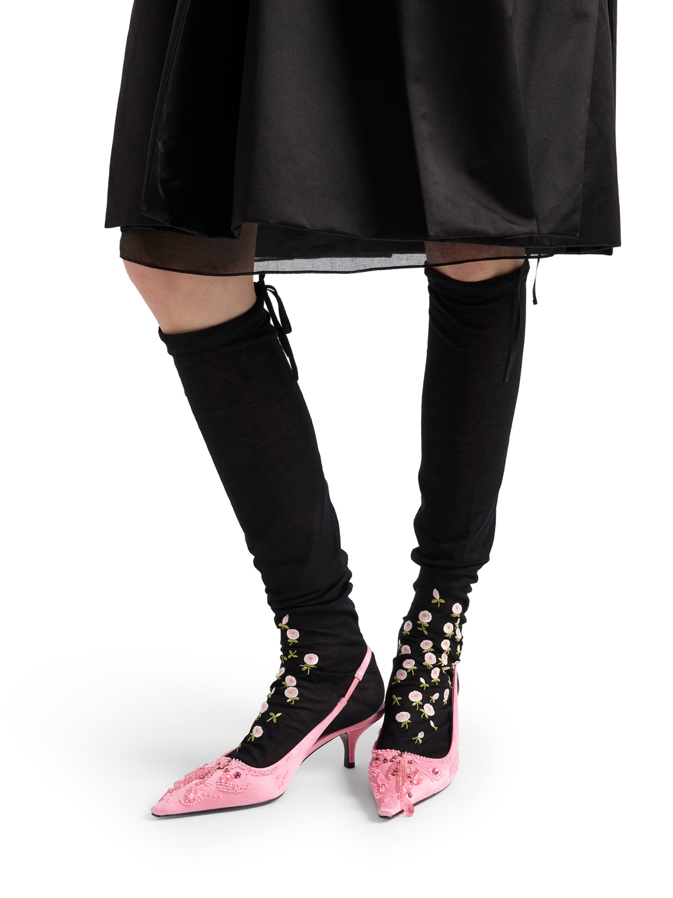 Prada SATIN SLINGBACK PUMPS WITH EMBROIDERY, view 2
