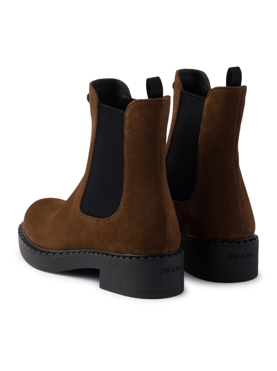Prada CHOCOLATE SUEDE ANKLE BOOTS, view 3