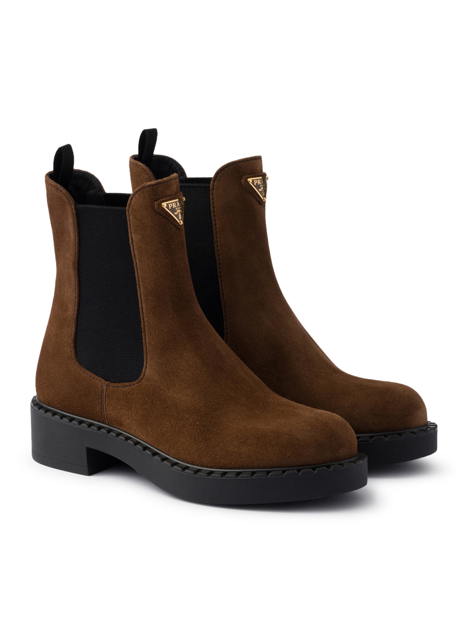 Prada CHOCOLATE SUEDE ANKLE BOOTS, view 2