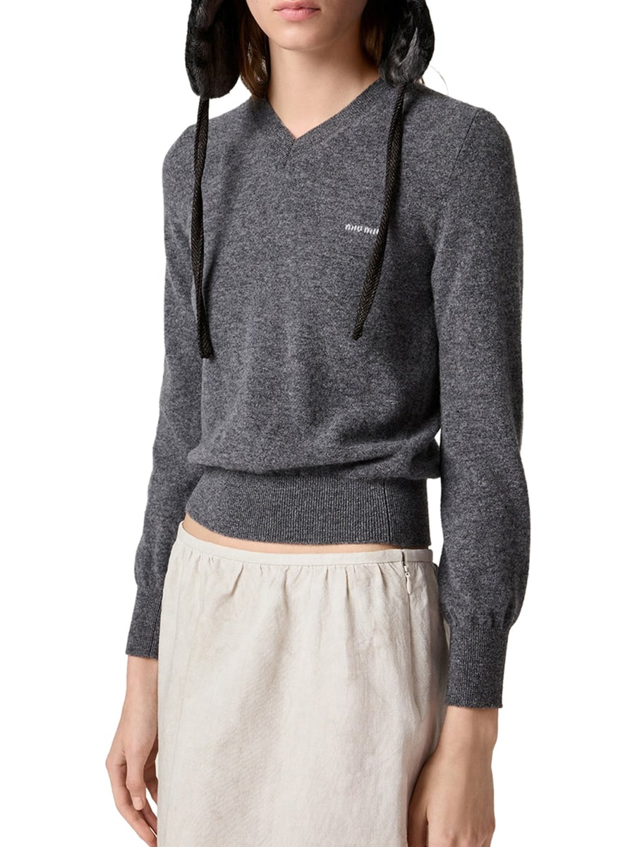 Miu Miu V-NECK WOOL SWEATER, view 4