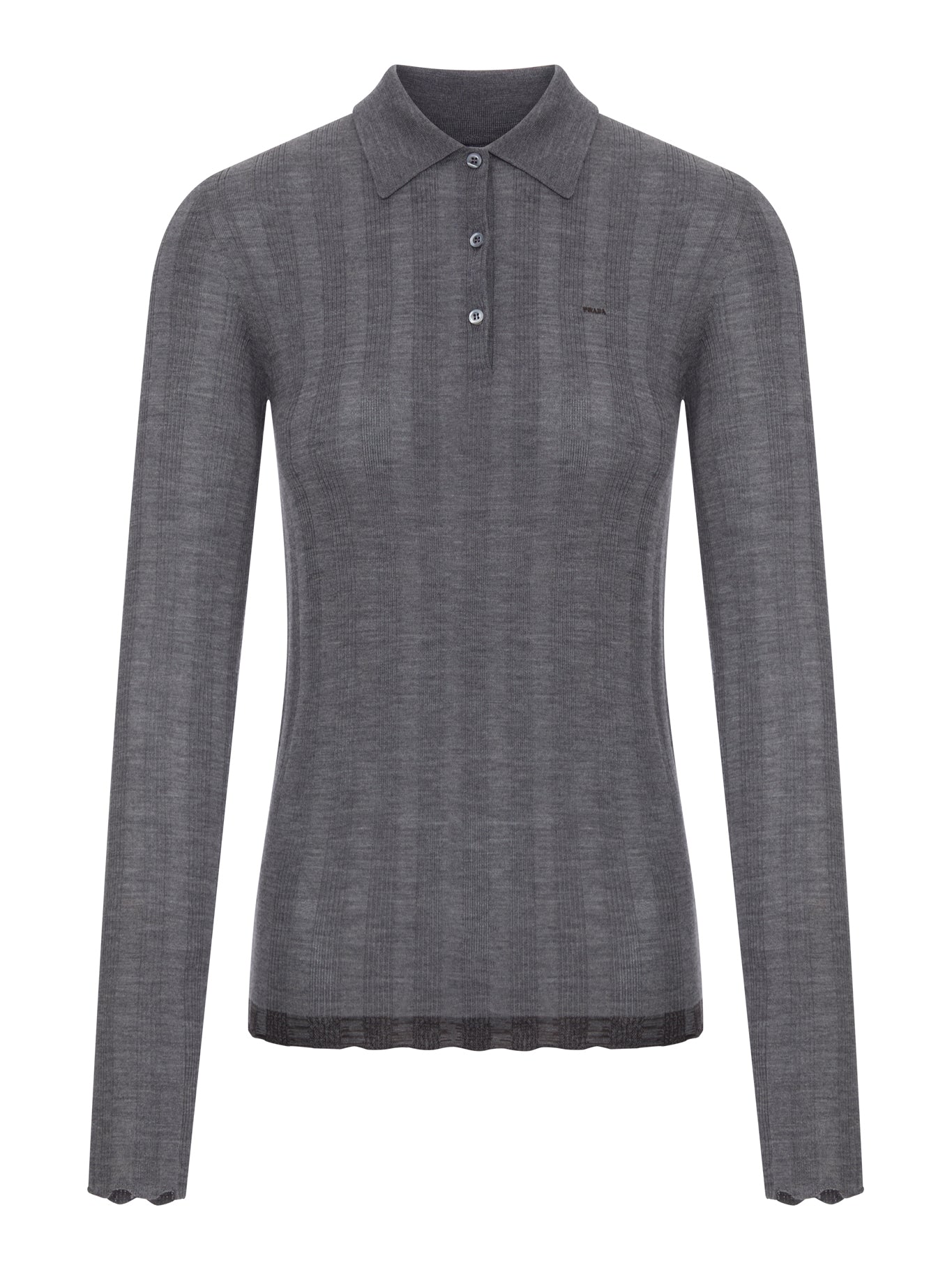 Prada RIBBED KNIT POLO SHIRT WITH LOGO