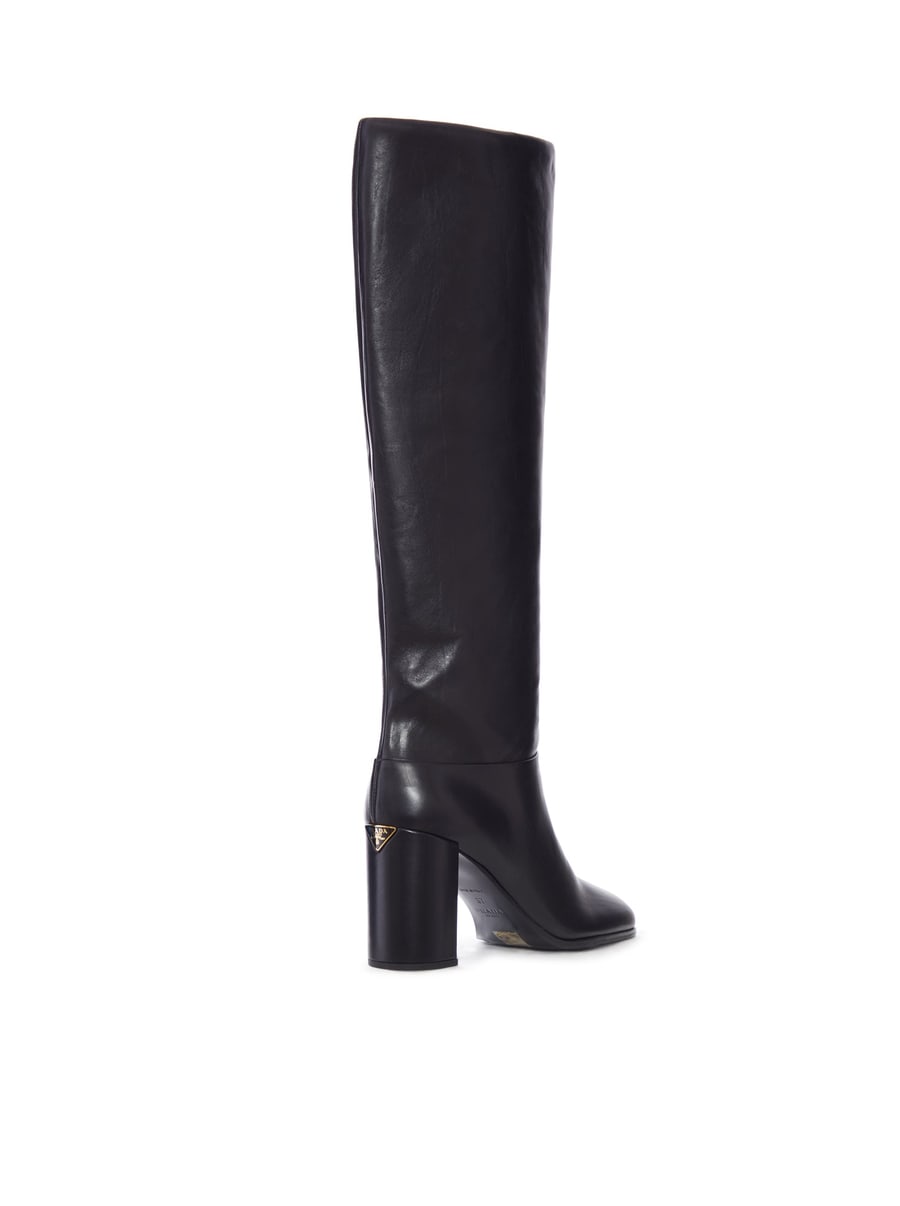 Prada LEATHER HEEL BOOTS, view 3