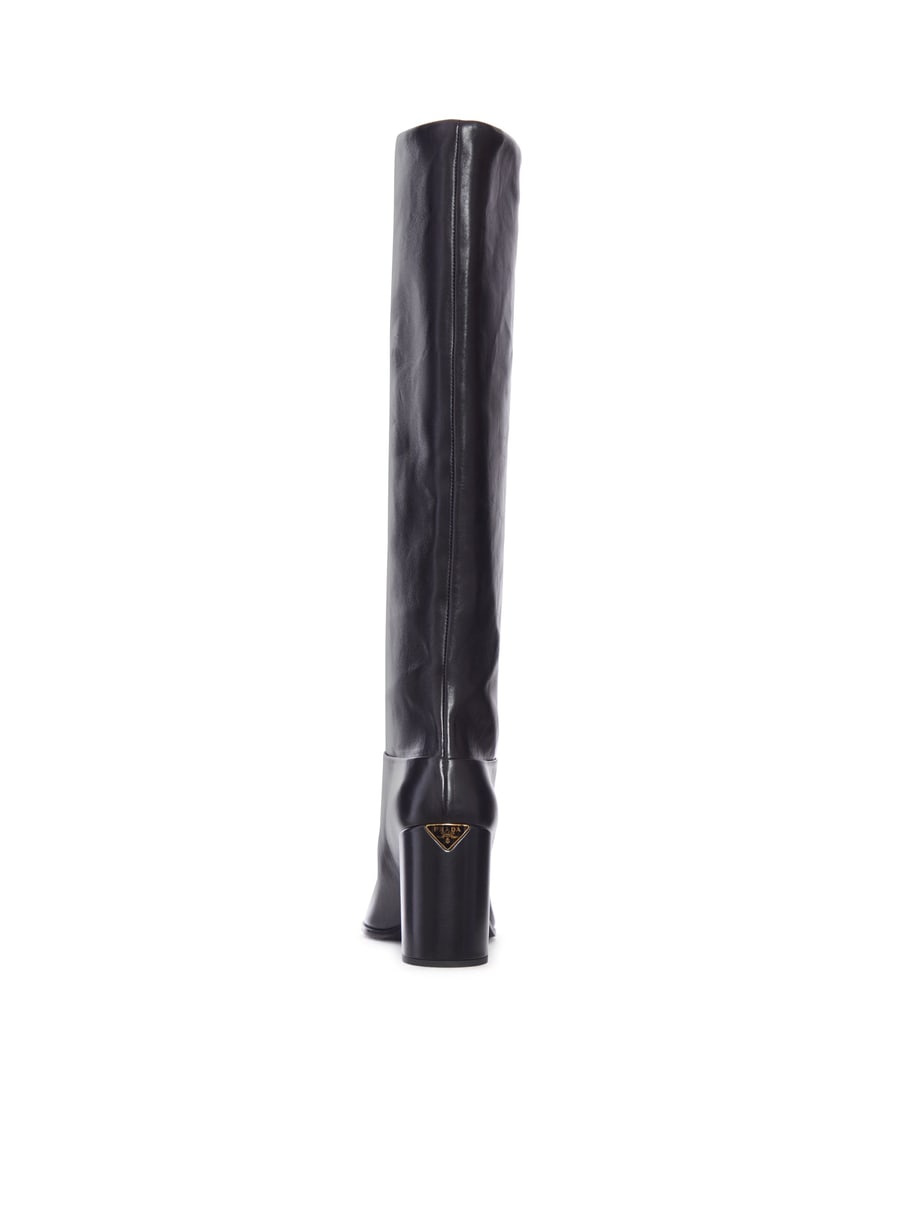 Prada LEATHER HEEL BOOTS, view 4