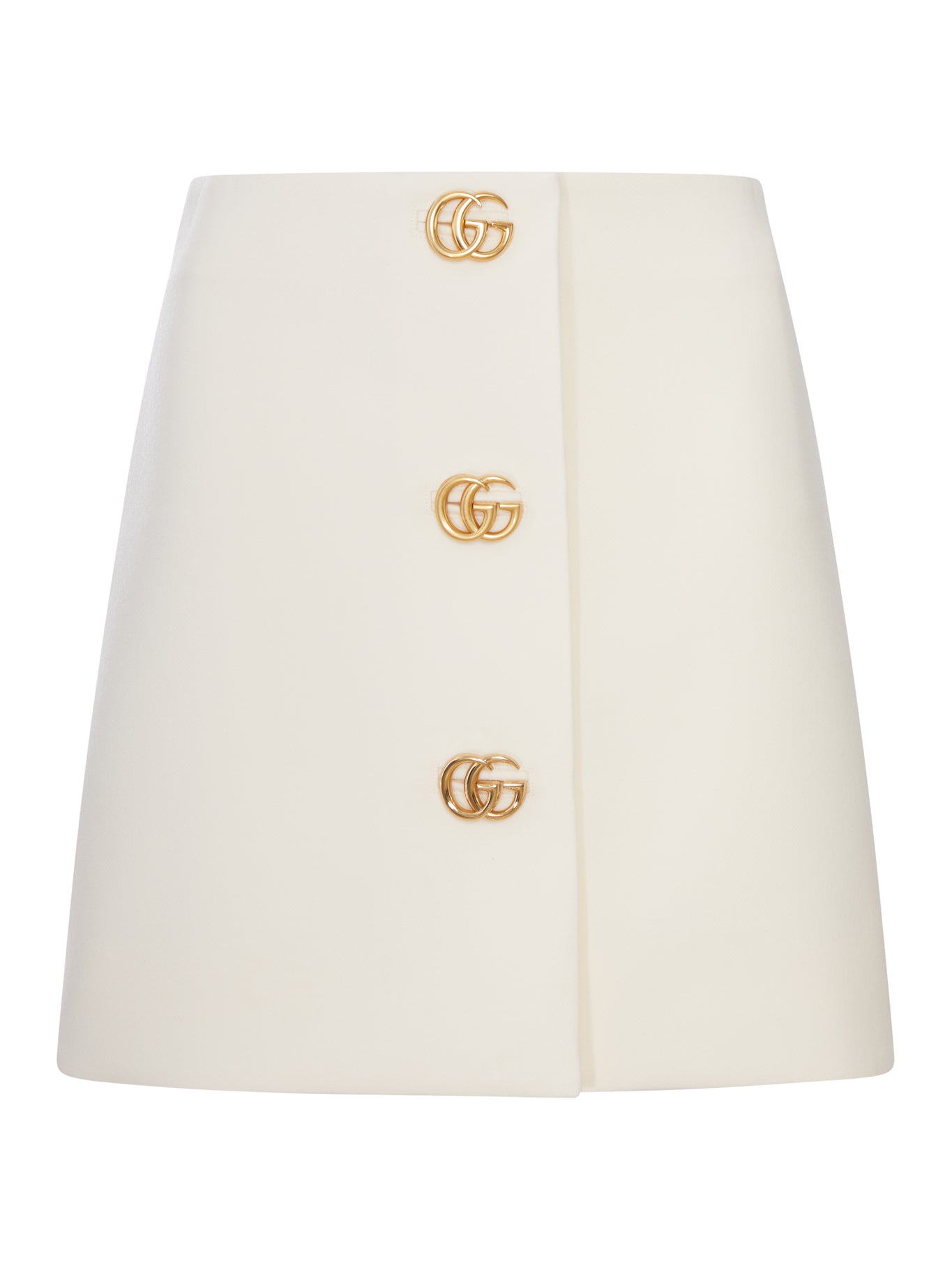 Gucci WOOL CREPE SKIRT WITH DOUBLE G BUTTON