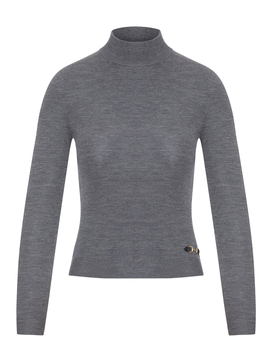 Gucci FINE RIBBED WOOL TOP WITH CLAMP