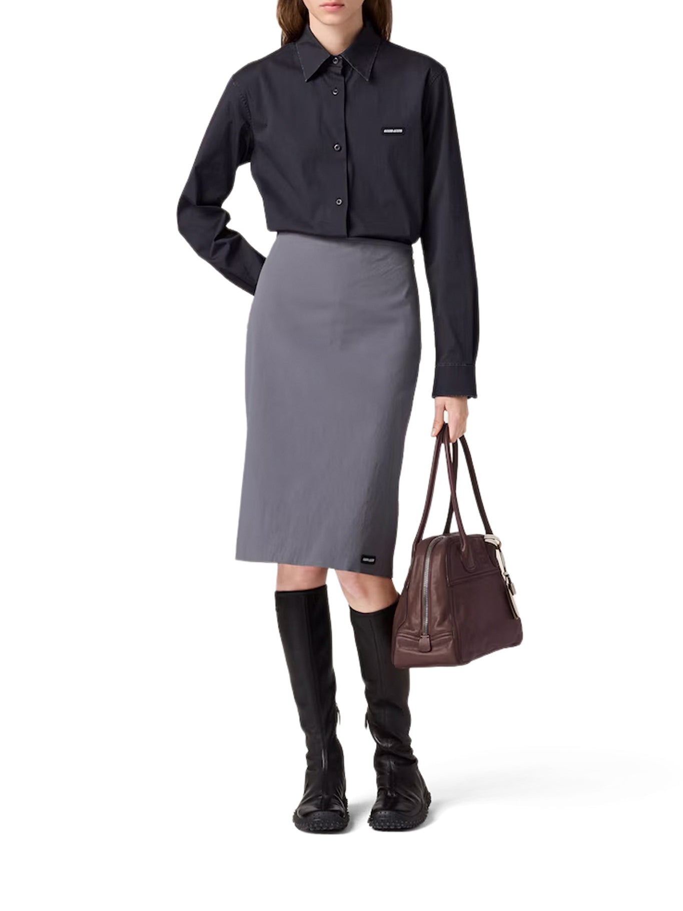 Miu Miu STRETCH POPLIN SKIRT, view 2