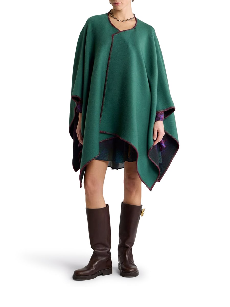 Etro REVERSIBLE WOOL CAPE WITH DÉGRADÉ PAISLEY PATTERN, view 5