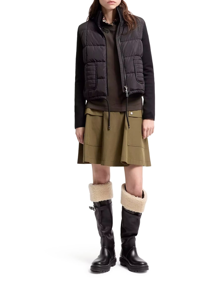 Moncler PADDED WOOL ZIP-UP CARDIGAN WITH CHECK QUILTING, view 2