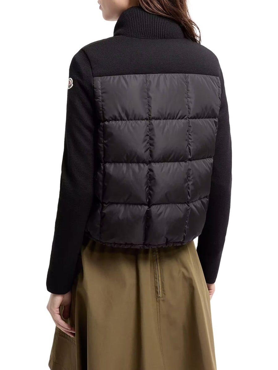 Moncler PADDED WOOL ZIP-UP CARDIGAN WITH CHECK QUILTING, view 4