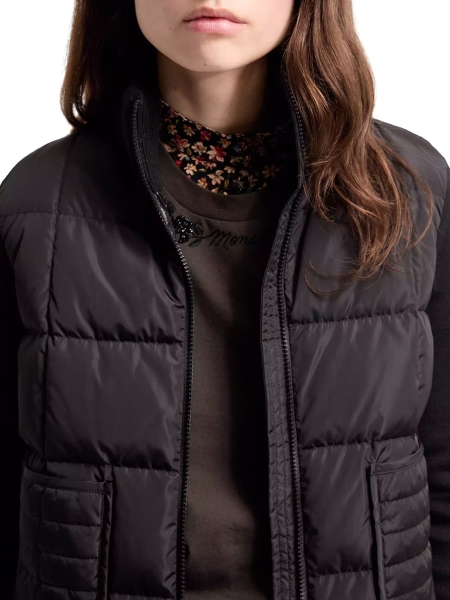 Moncler PADDED WOOL ZIP-UP CARDIGAN WITH CHECK QUILTING, view 5
