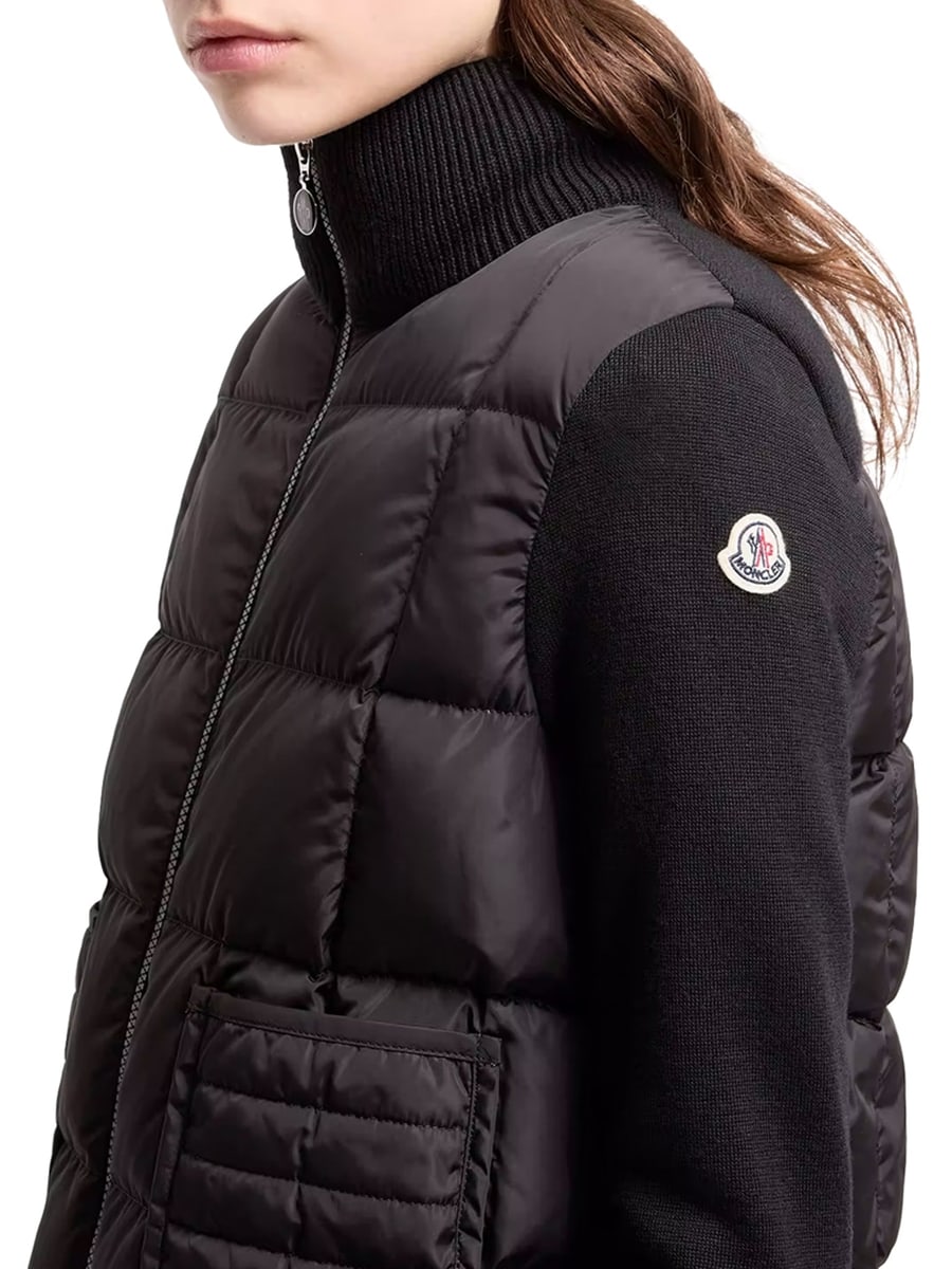 Moncler PADDED WOOL ZIP-UP CARDIGAN WITH CHECK QUILTING, view 6