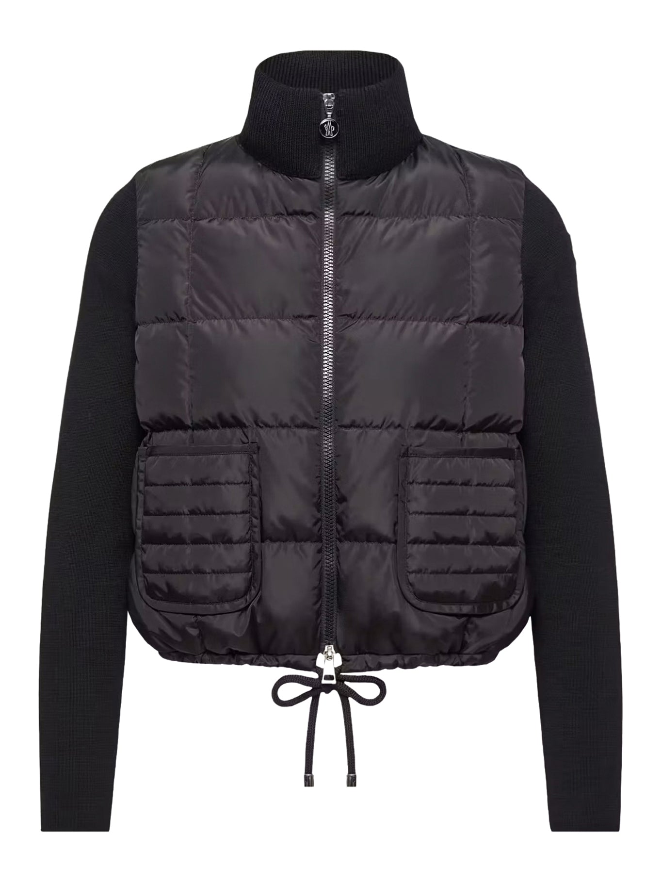 Moncler PADDED WOOL ZIP-UP CARDIGAN WITH CHECK QUILTING