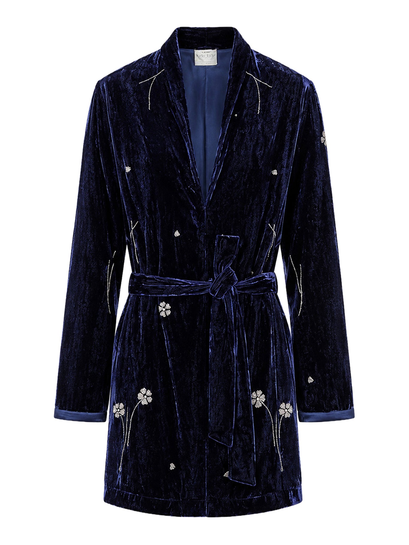 Forte_Forte EMBROIDERED VELVET KIMONO WITH BELT