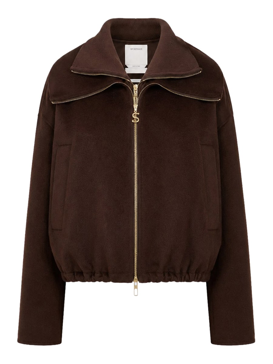 Sportmax PURE WOOL BOMBER JACKET WITH REMOVABLE FRONT INSERT