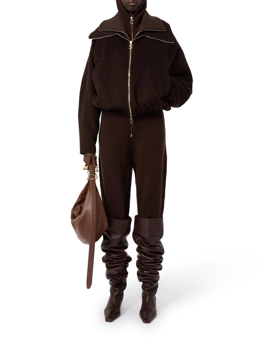 Sportmax PURE WOOL BOMBER JACKET WITH REMOVABLE FRONT INSERT, view 2