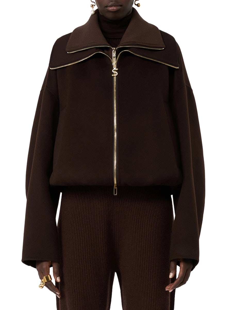 Sportmax PURE WOOL BOMBER JACKET WITH REMOVABLE FRONT INSERT, view 3