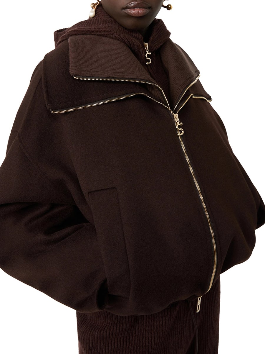 Sportmax PURE WOOL BOMBER JACKET WITH REMOVABLE FRONT INSERT, view 5
