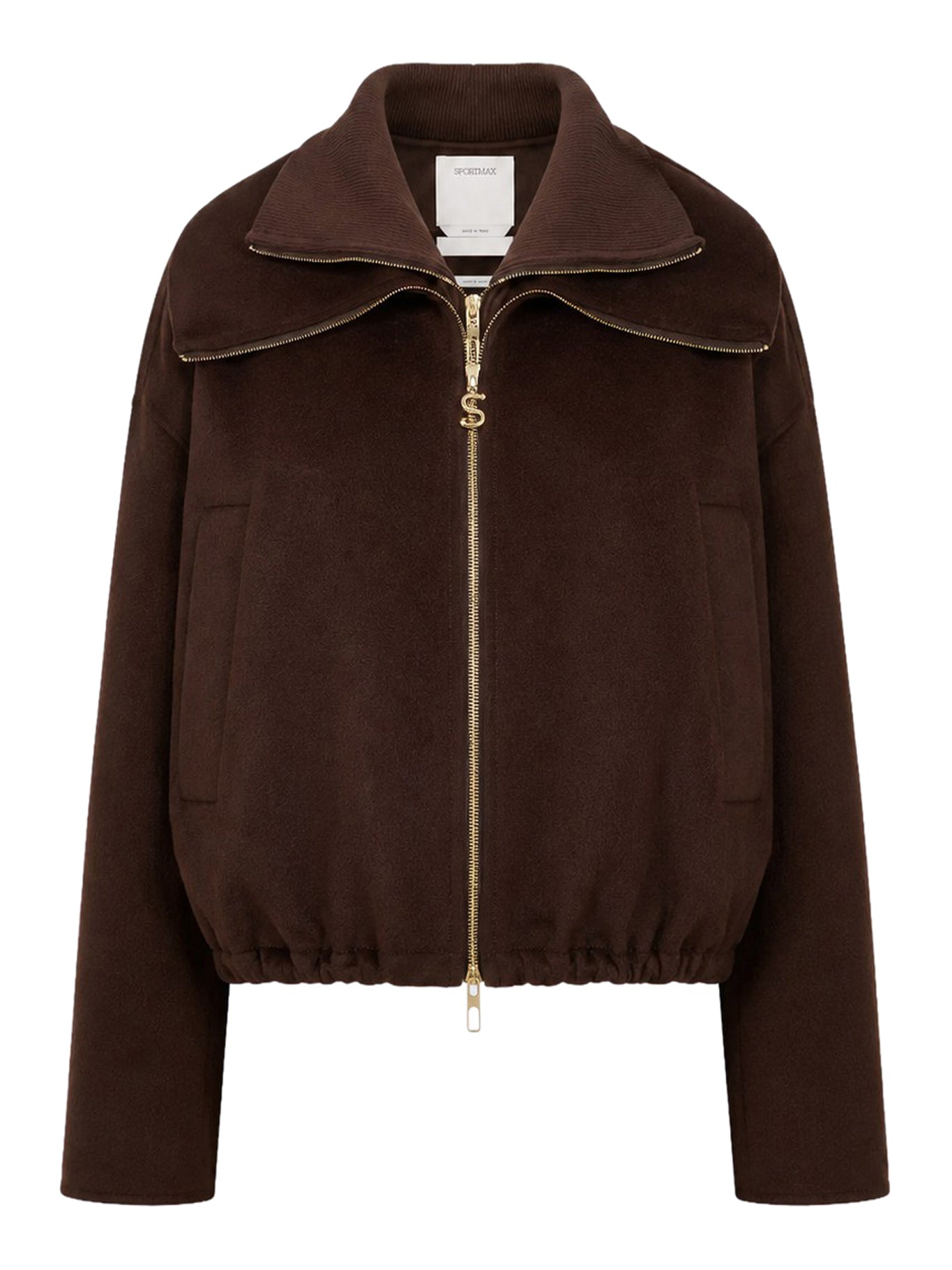 Sportmax PURE WOOL BOMBER JACKET WITH REMOVABLE FRONT INSERT