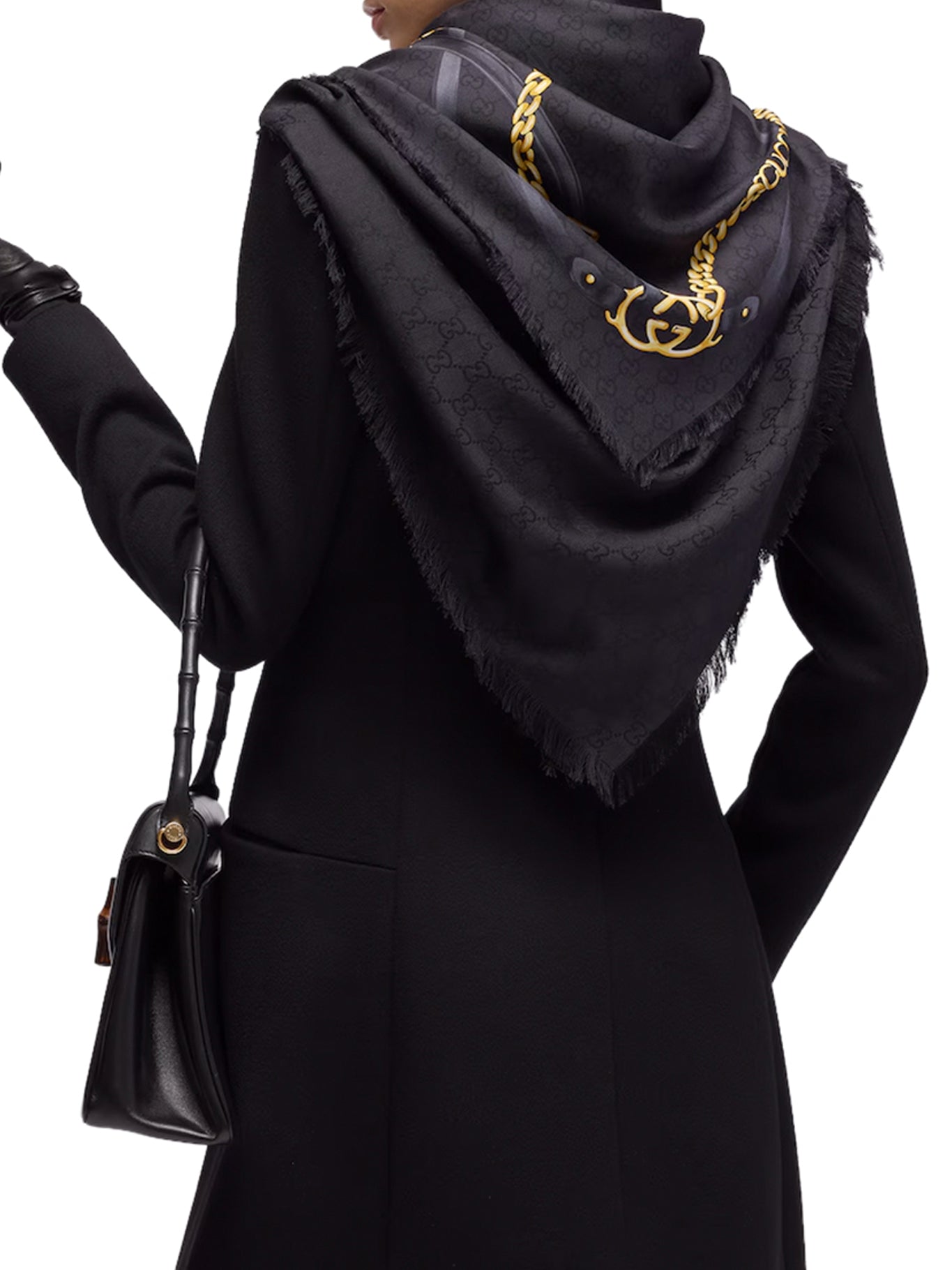 Gucci GG WOOL SILK JACQUARD CAPE, view 2
