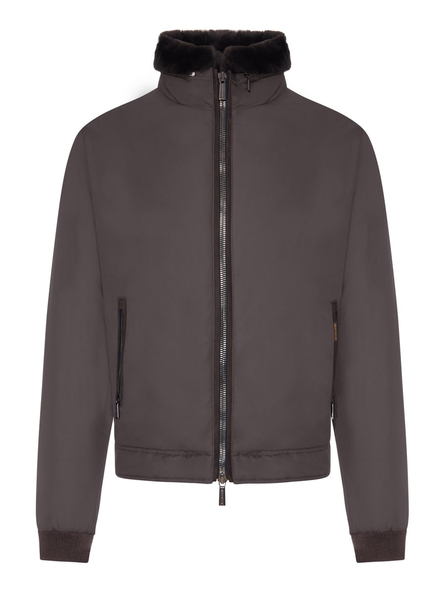 Moorer TECHNICAL FABRIC BOMBER JACKET WITH FUR COLLAR