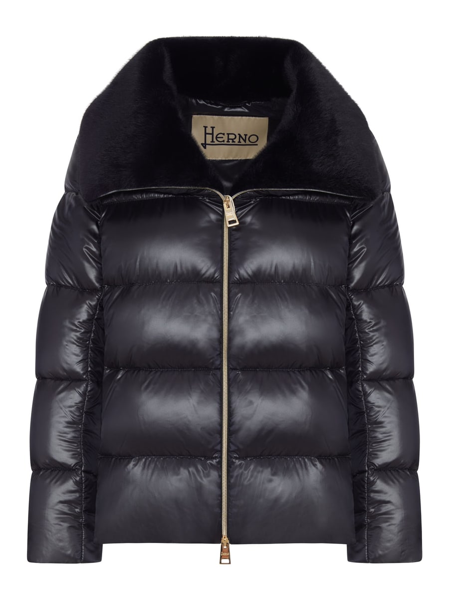 Herno SHINY DOWN JACKET WITH FUR COLLAR