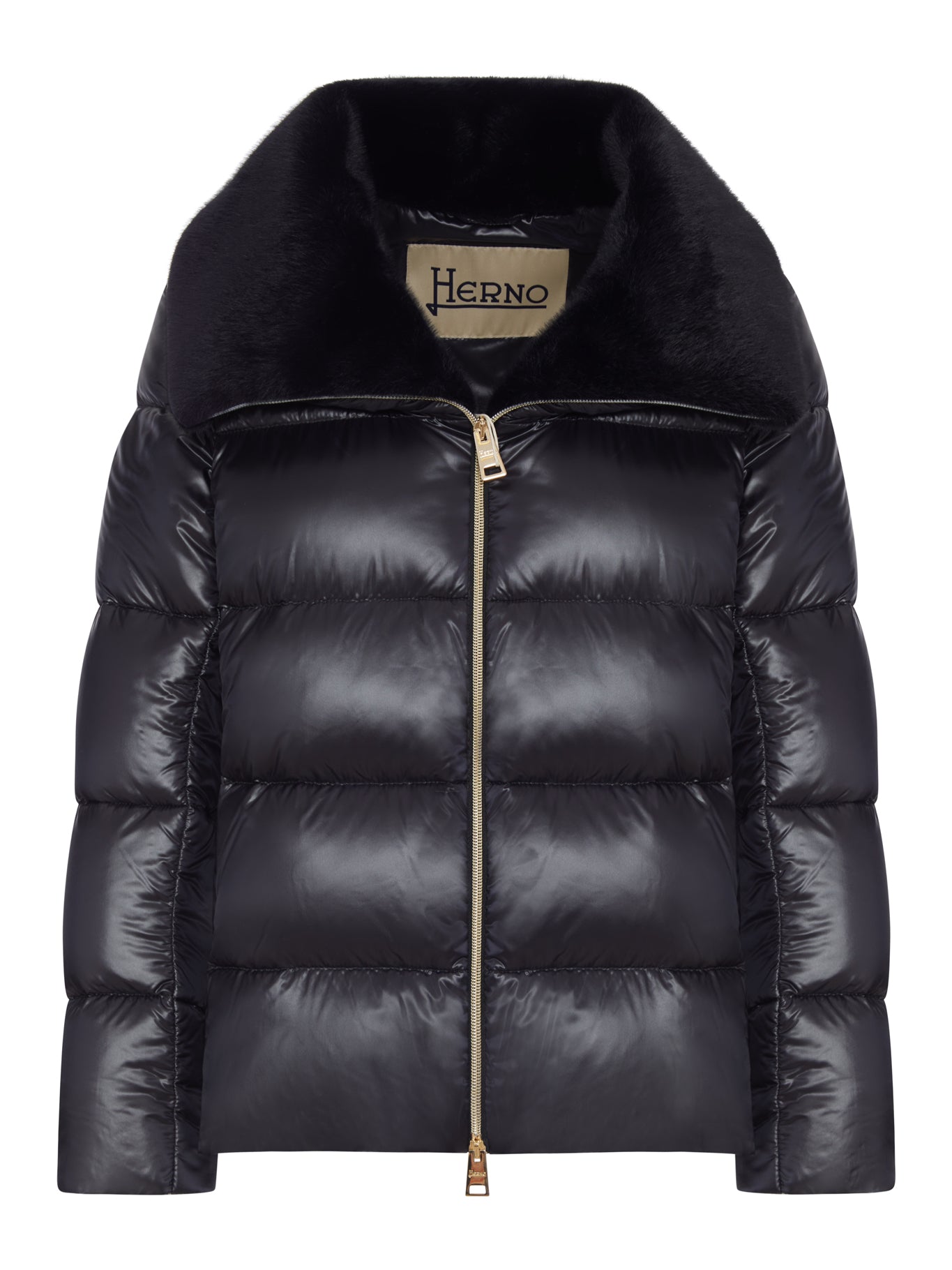 Herno SHINY DOWN JACKET WITH FUR COLLAR