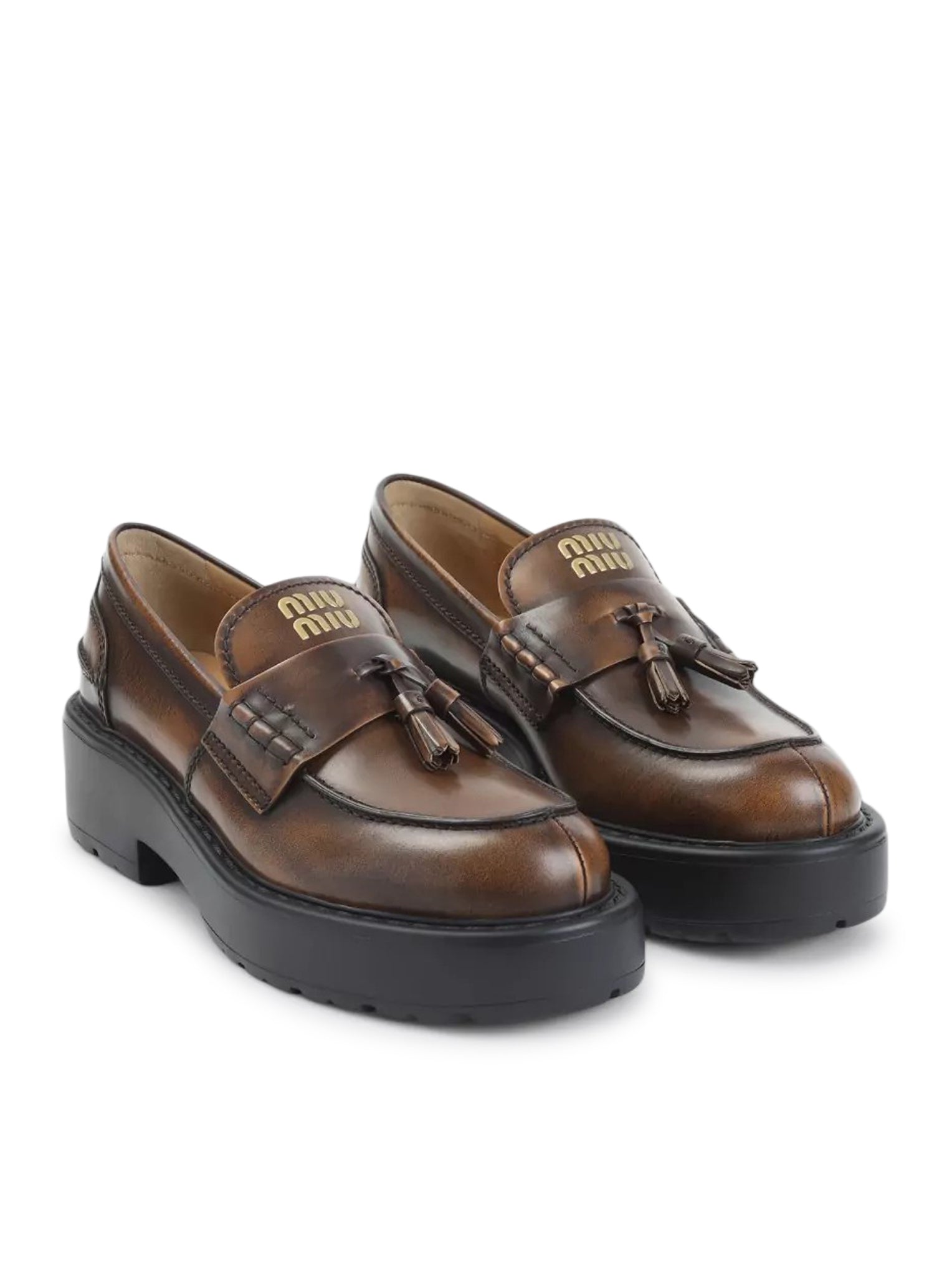 Miu Miu SMOOTH LEATHER LOAFERS WITH TASSELS, view 2