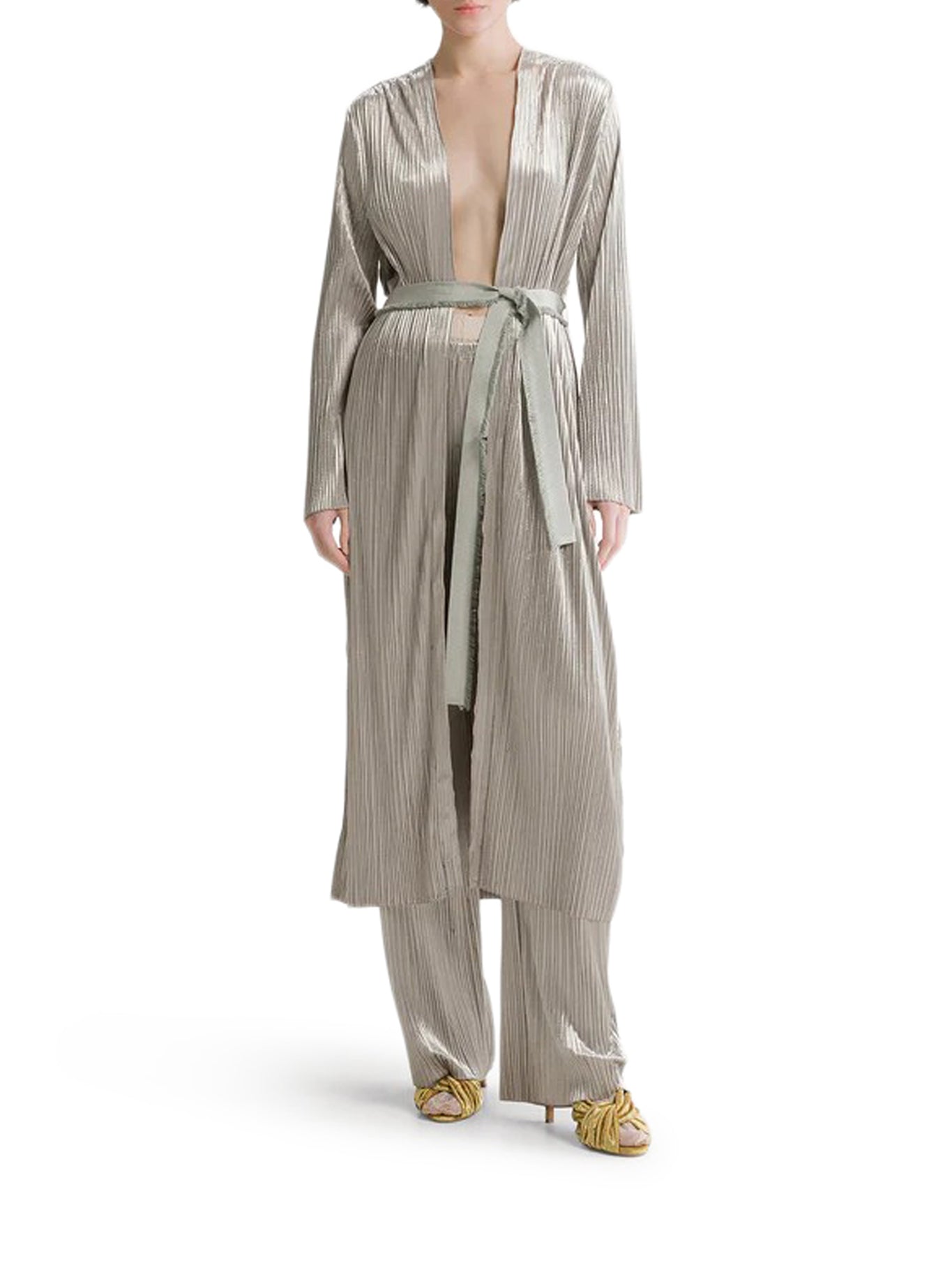 Forte_Forte VELVET-EFFECT PLEATED JERSEY ROBE, view 2