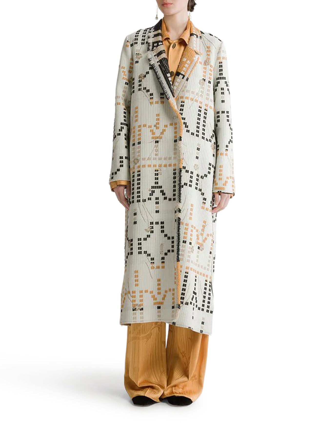 Forte_Forte LONG EMBROIDERED JACQUARD COAT, view 2