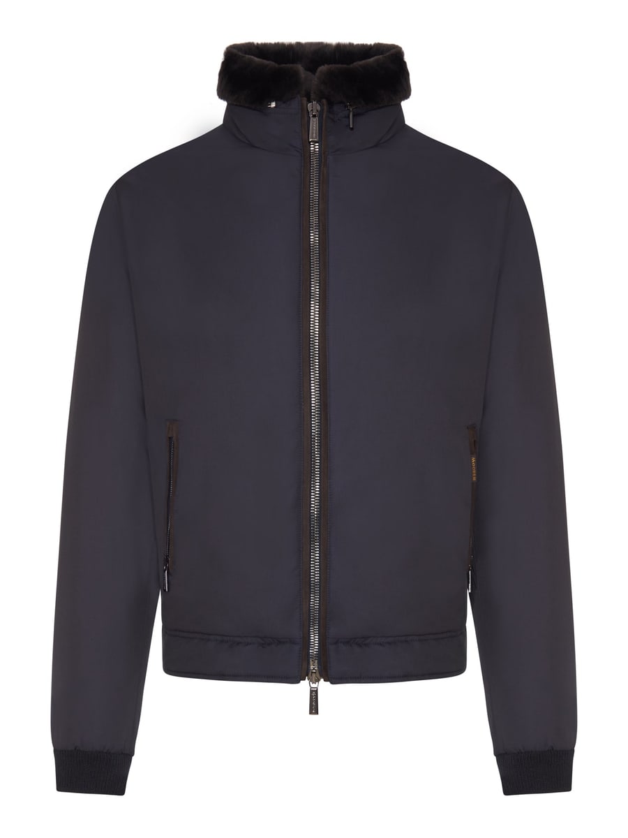 Moorer TECHNICAL FABRIC BOMBER JACKET WITH FUR COLLAR
