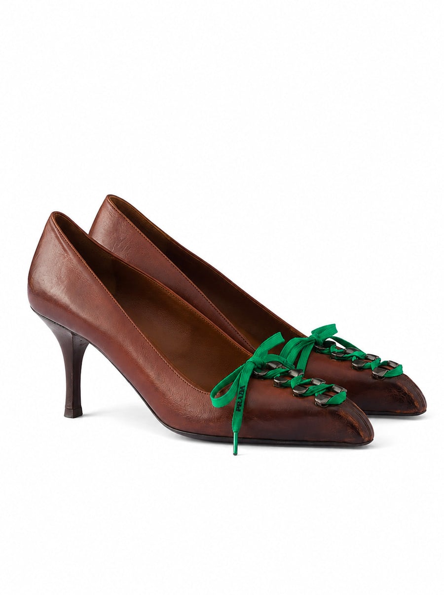 Prada DÉCOLLETÉ IN ANTIQUE EFFECT LEATHER, view 2