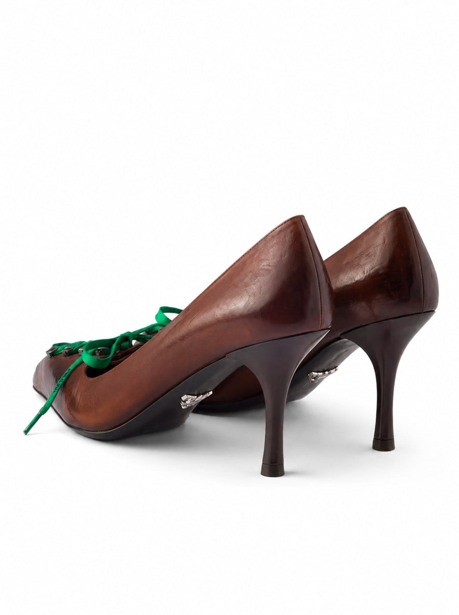 Prada DÉCOLLETÉ IN ANTIQUE EFFECT LEATHER, view 3