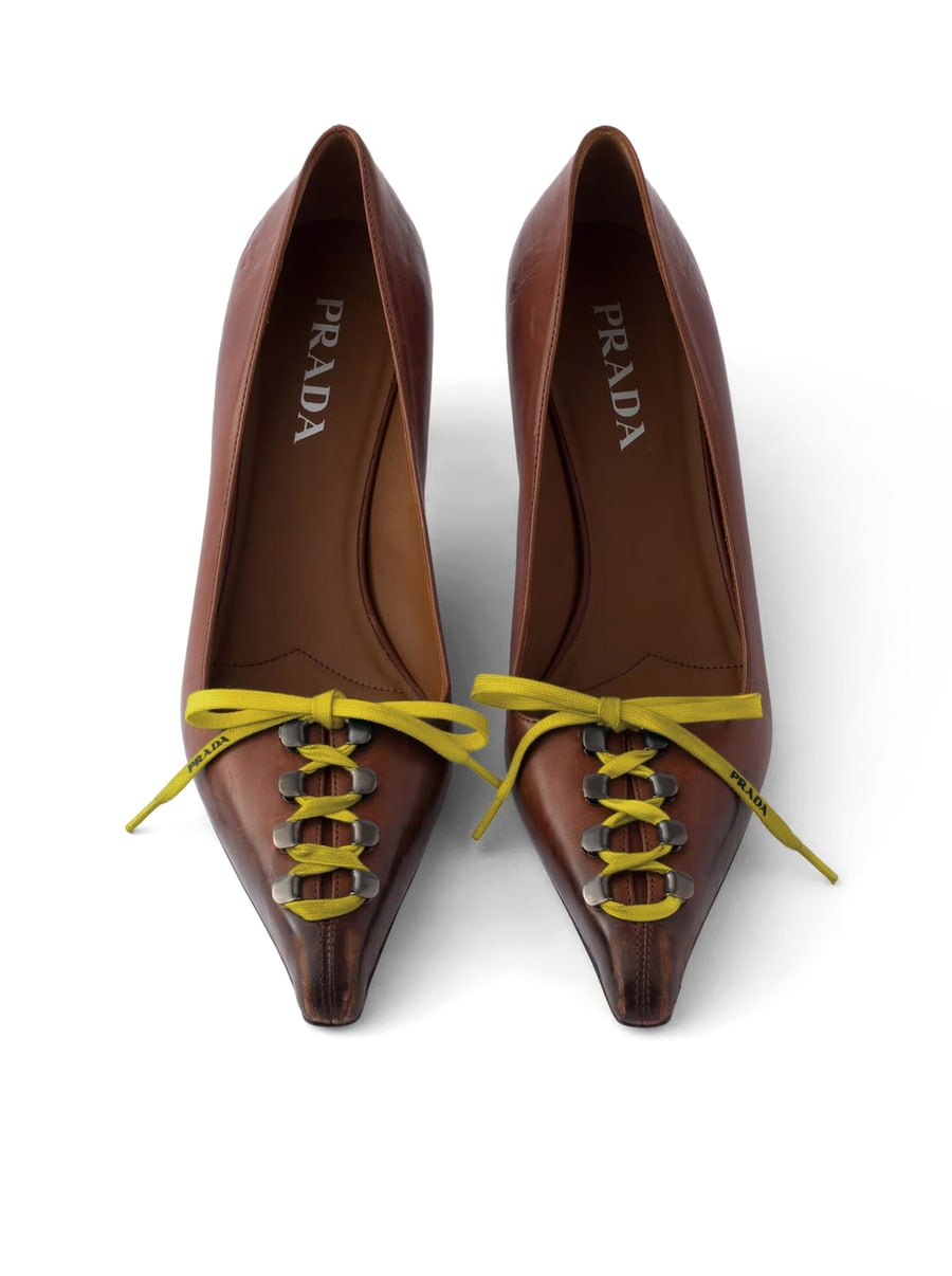 Prada DÉCOLLETÉ IN ANTIQUE EFFECT LEATHER, view 5