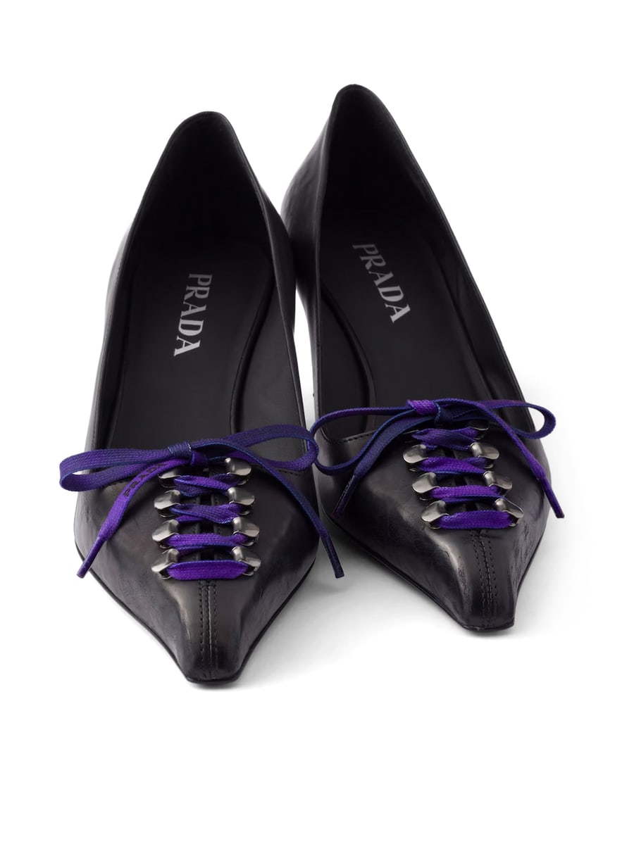 Prada DÉCOLLETÉ IN ANTIQUE EFFECT LEATHER, view 4