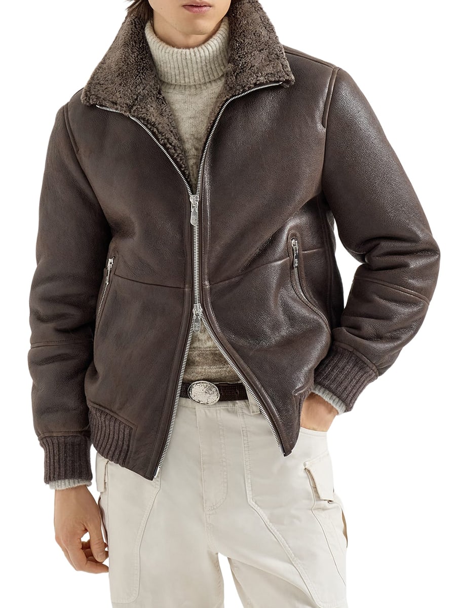 Brunello Cucinelli VINTAGE SHEARLING BOMBER, view 3
