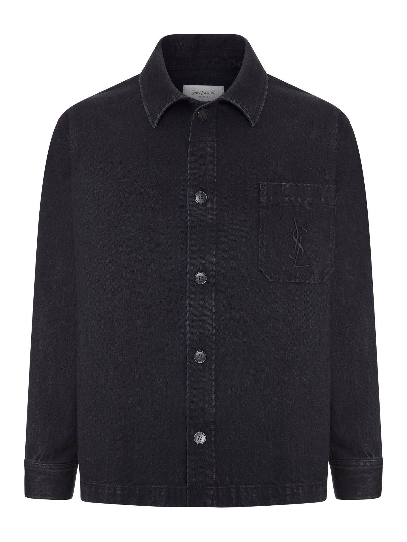 Saint Laurent OVERSHIRT CASSANDRE IN DENIM BLACK SAND