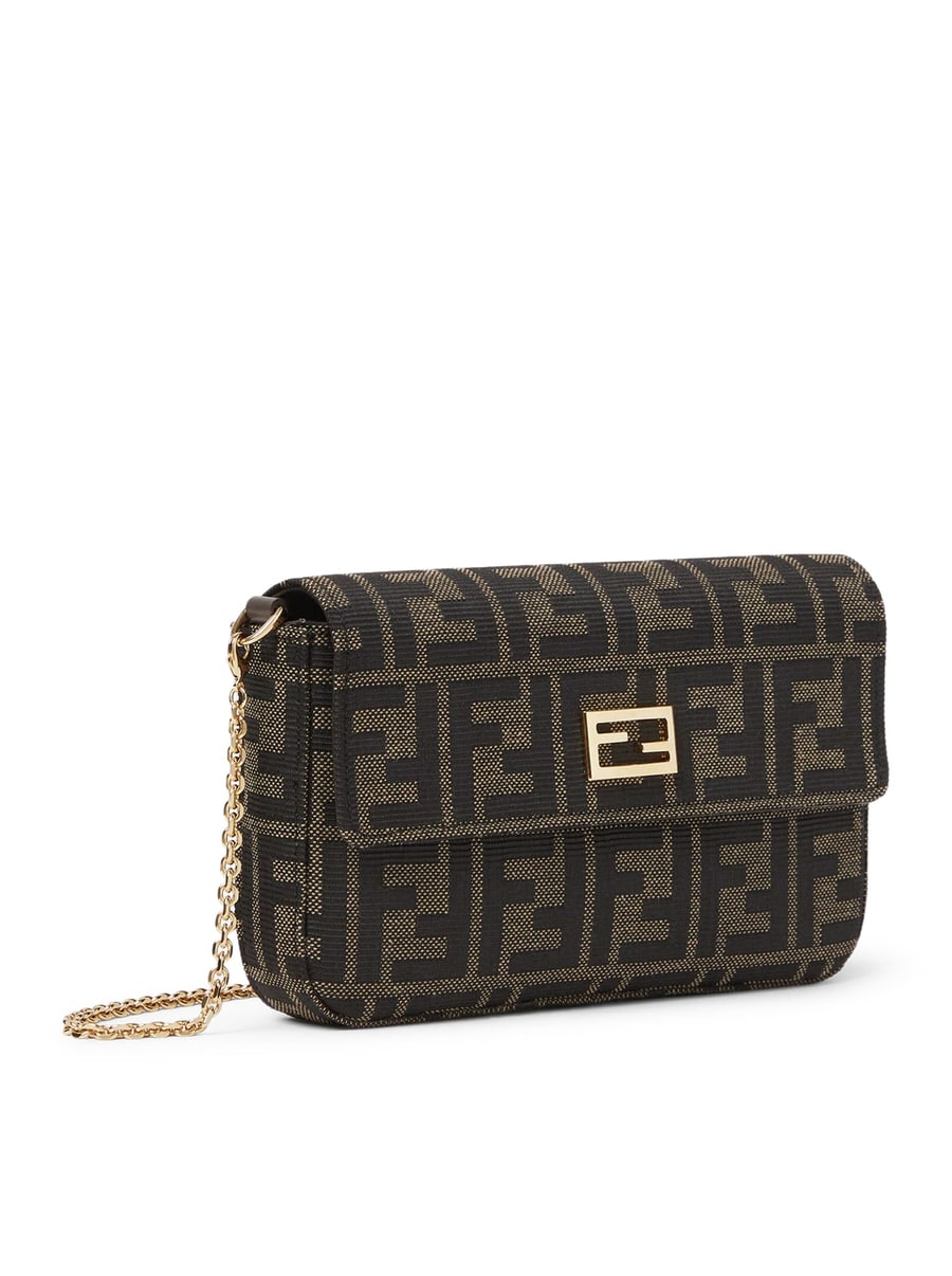 Fendi COMPACT WALLET IN FF ZUCCA JACQUARD AND BROWN LEATHER, view 2