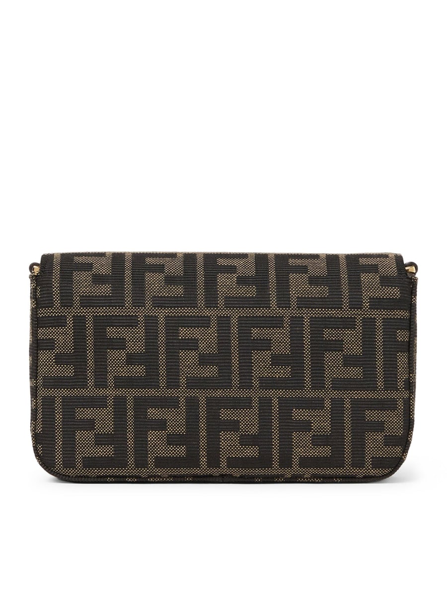 Fendi COMPACT WALLET IN FF ZUCCA JACQUARD AND BROWN LEATHER, view 3