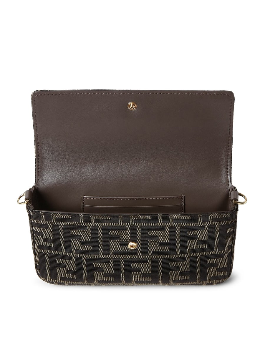 Fendi COMPACT WALLET IN FF ZUCCA JACQUARD AND BROWN LEATHER, view 4