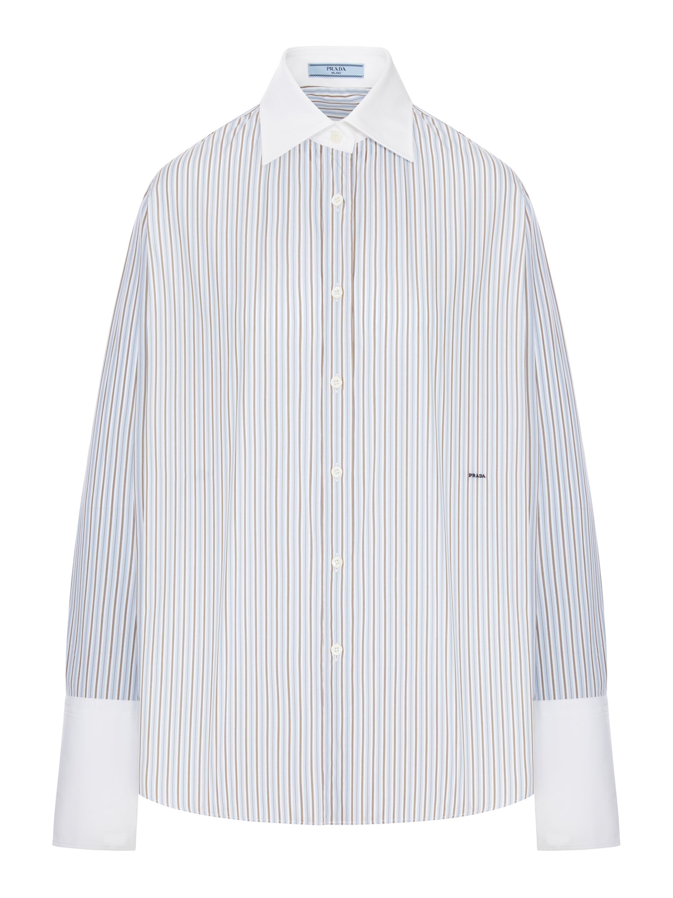 Prada STRIPED COTTON SHIRT WITH CONTRASTING CUFFS