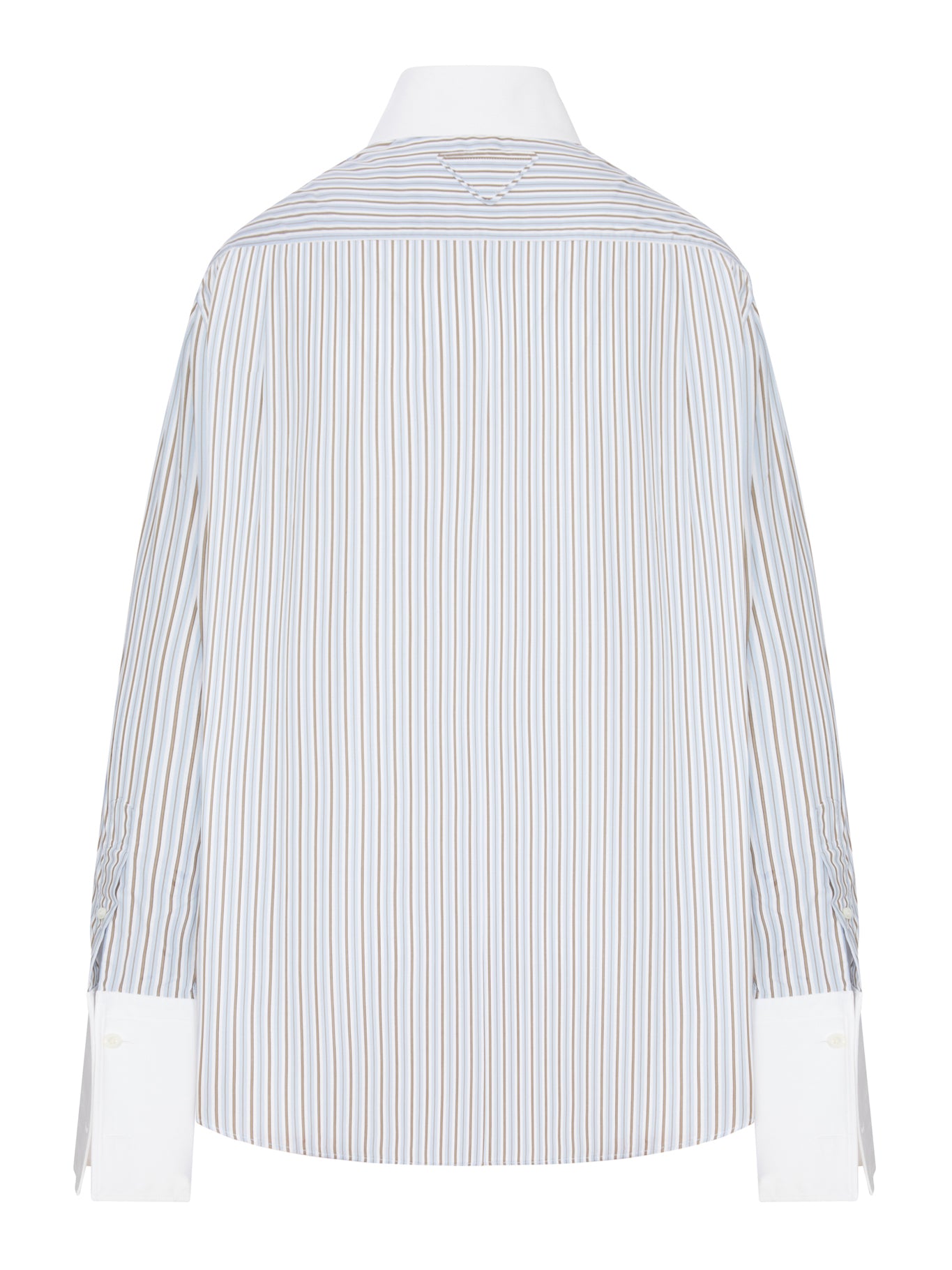 Prada STRIPED COTTON SHIRT WITH CONTRASTING CUFFS, view 2