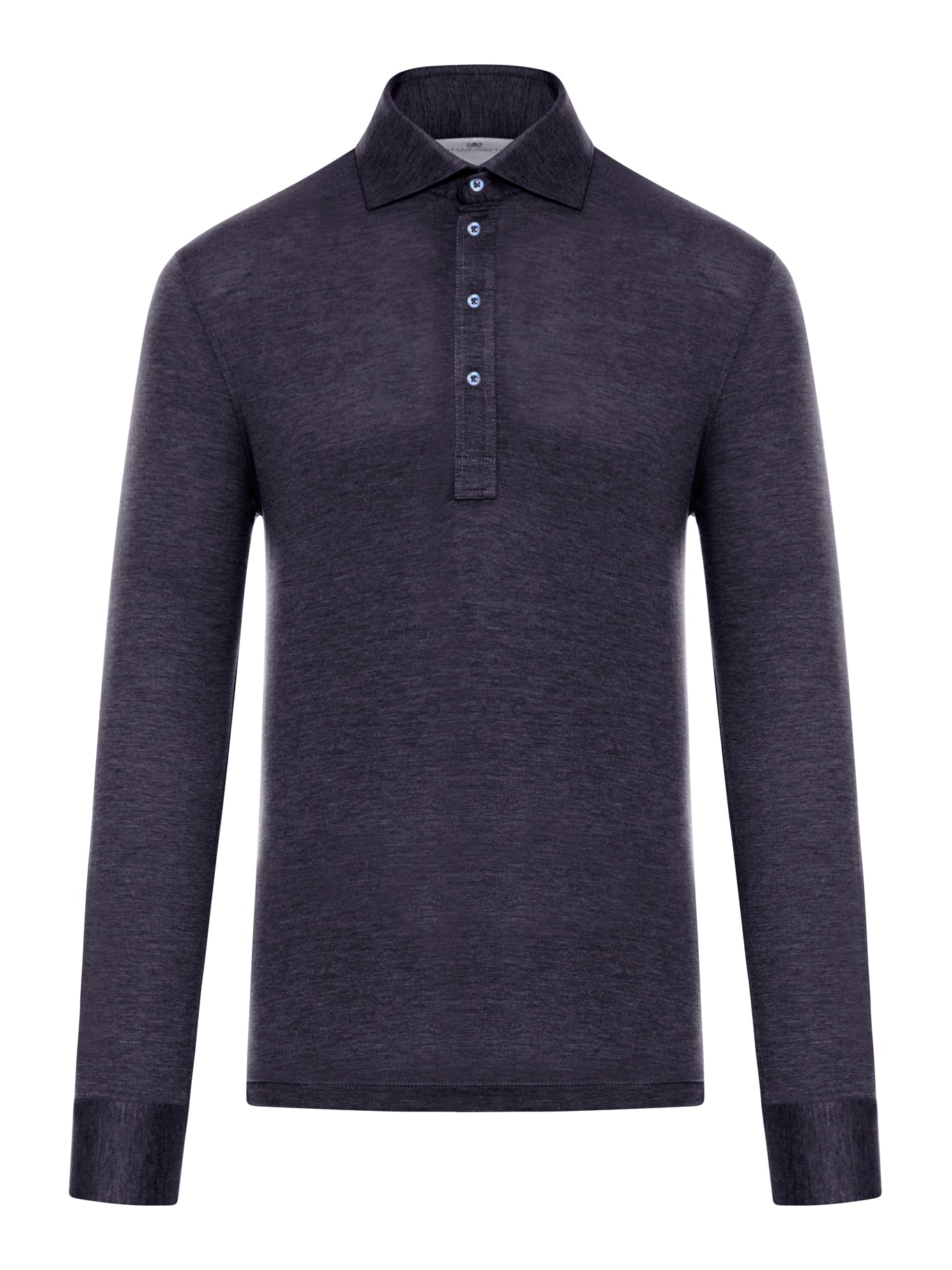 Brunello Cucinelli LONG-SLEEVED POLO SHIRT IN LIGHT SILK AND COTTON JERSEY WITH SHIRT COLLAR