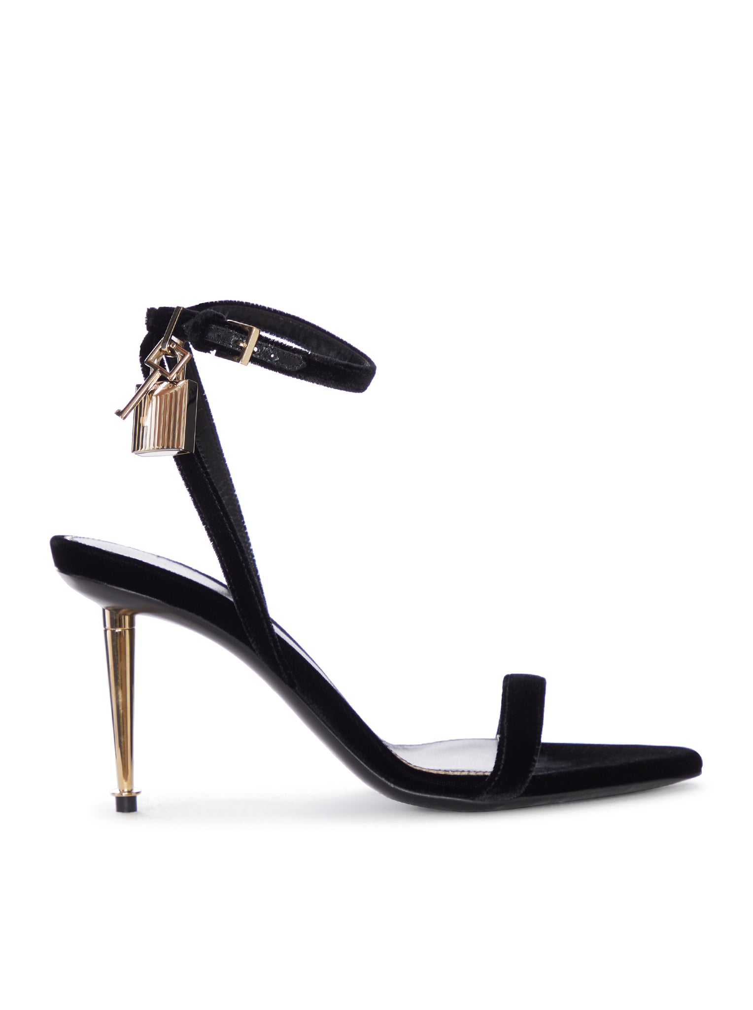 Tom Ford VELVET SANDAL WITH STRAP AND METALLIC HEEL