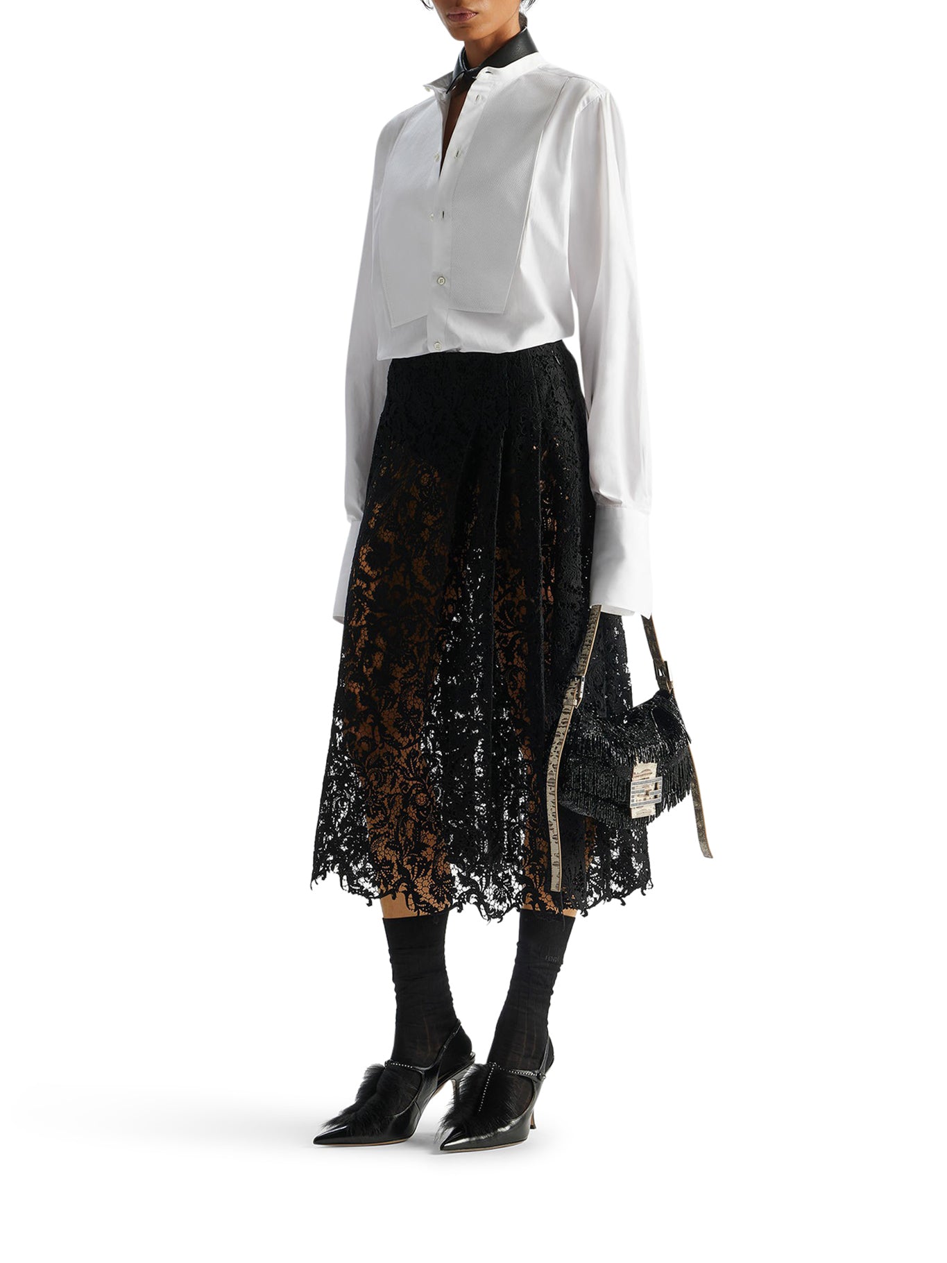 Fendi BLACK MACRAME LACE SKIRT, view 2