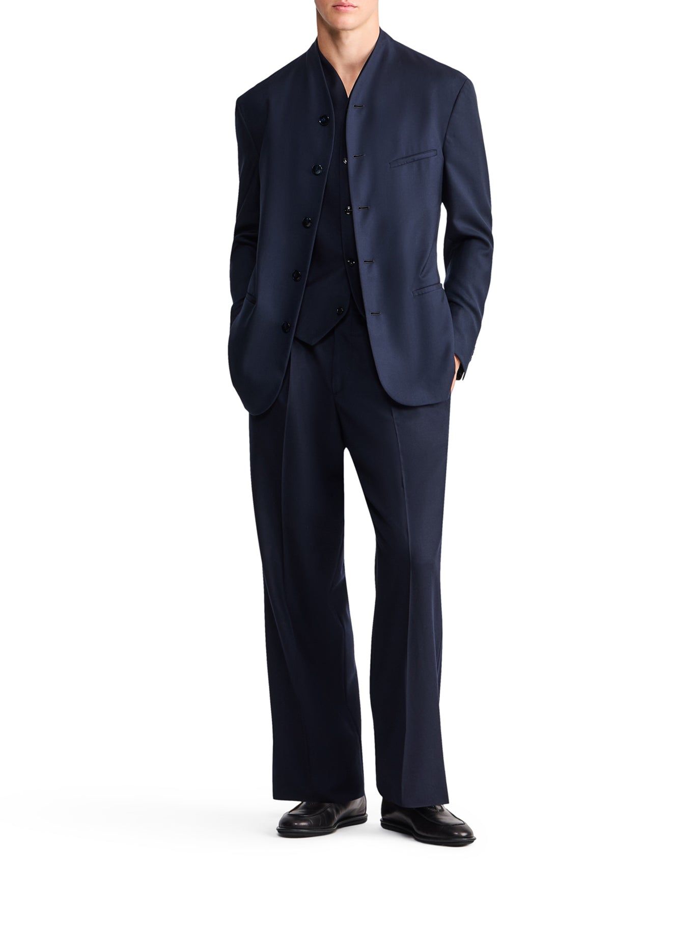 Giorgio Armani OVERSIZED TROUSERS IN FLUENT VIRGIN WOOL WITH PENCES, view 2